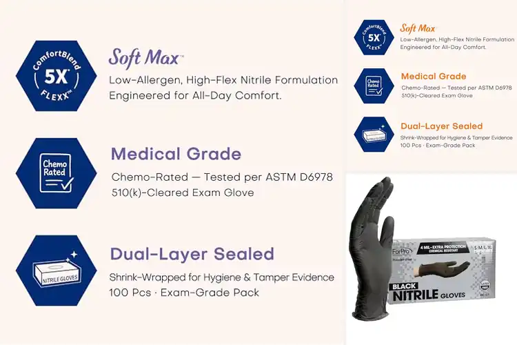 Detailed view of 10 Best Allergy Safe Nitrile Gloves for Sensitive Skin