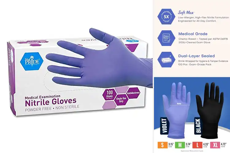 Detailed view of 10 Best Iris Blue Nitrile Gloves for Ultimate Safety & Comfort