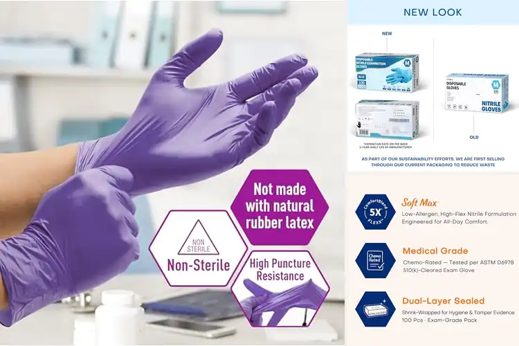 Detailed view of 10 Best Powder Free Nitrile Exam Gloves for Ultimate Protection