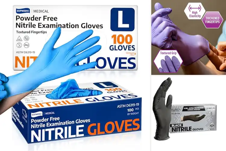 Detailed view of 10 Best Powder-Free Nitrile Gloves for Ultimate Comfort & Safety