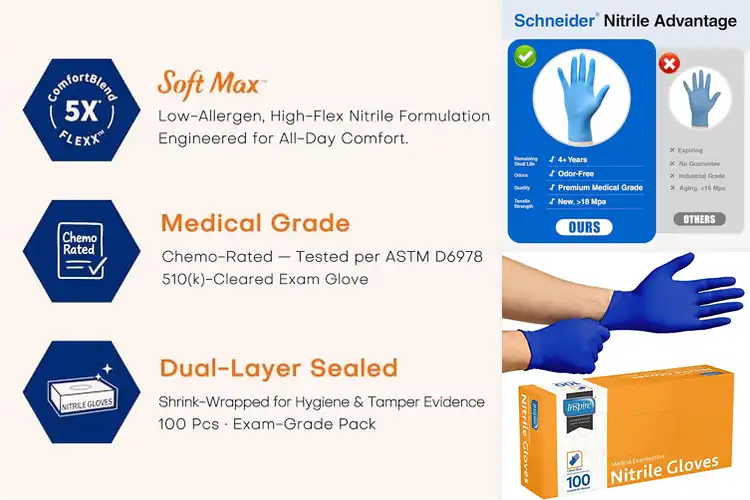 Detailed view of 10 Best Blue Examination Gloves: Comfort & Protection