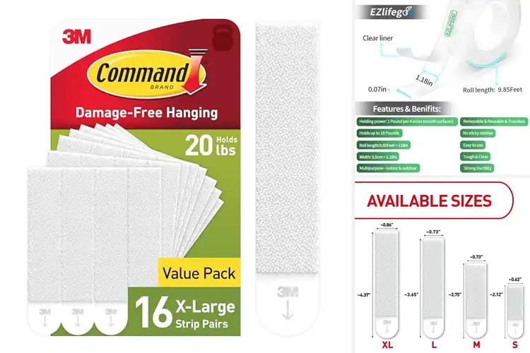 Detailed view of 10 Best Heavy Duty Wall Adhesive Strips: Hold Strong, No Damage