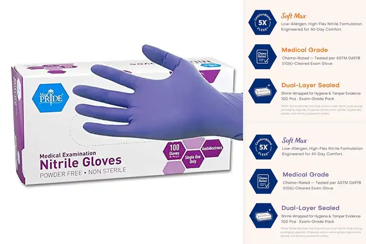 Detailed view of 10 Best Medical Nitrile Gloves for Comfort & Safety