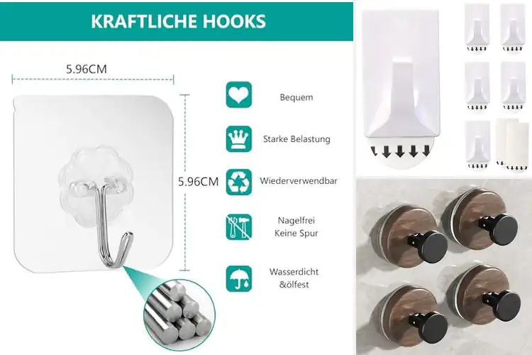 Detailed view of 10 Best Smooth Surface Wall Hooks – Organize Easy