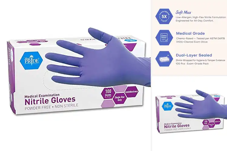 Detailed view of Best Iris Blue Nitrile Glove