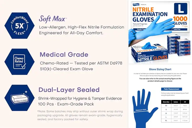 Detailed view of Best Nitrile Gloves 3.5 Mil