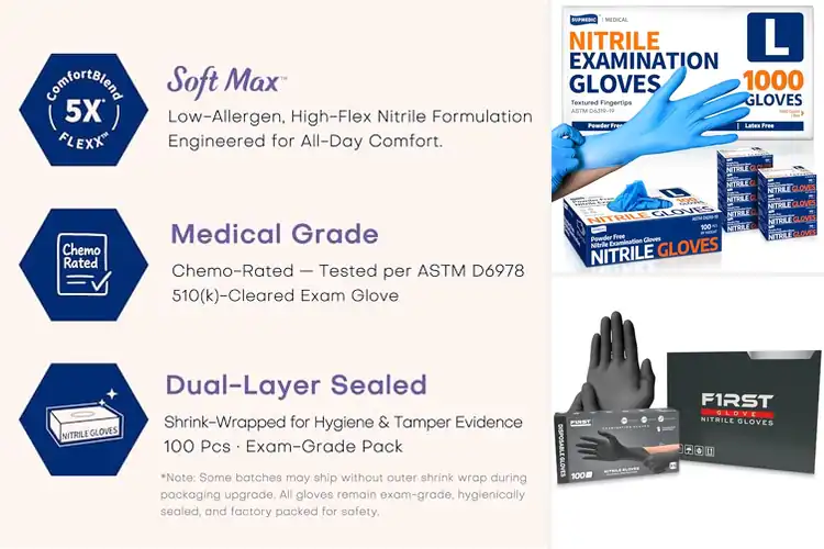Detailed view of Best Thick Nitrile Gloves 3.5 Mil