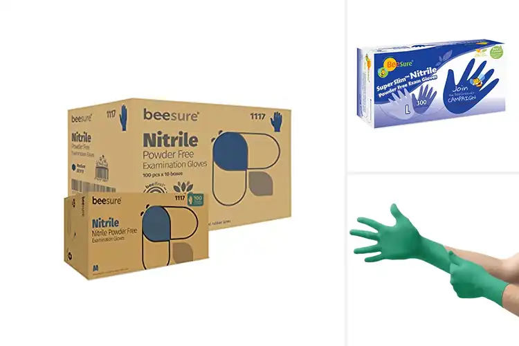 Detailed view of Best Beaded Cuff Durable Nitrile Gloves